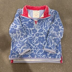 FAT FACE Girl’s Blue Floral Long Sleeve Zip Up, size 5/6 EUC